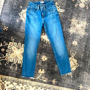 Good American, raw hem, skinny, cropped denim